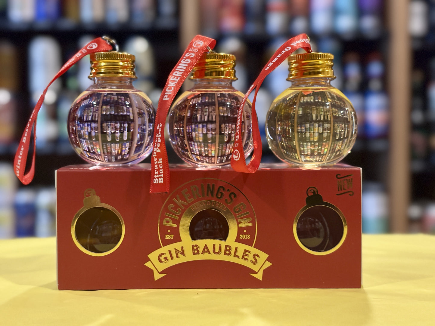 Pickerings. Gin Bauble set of Three at The Beerhive, Edinburgh. Free UK shipping.