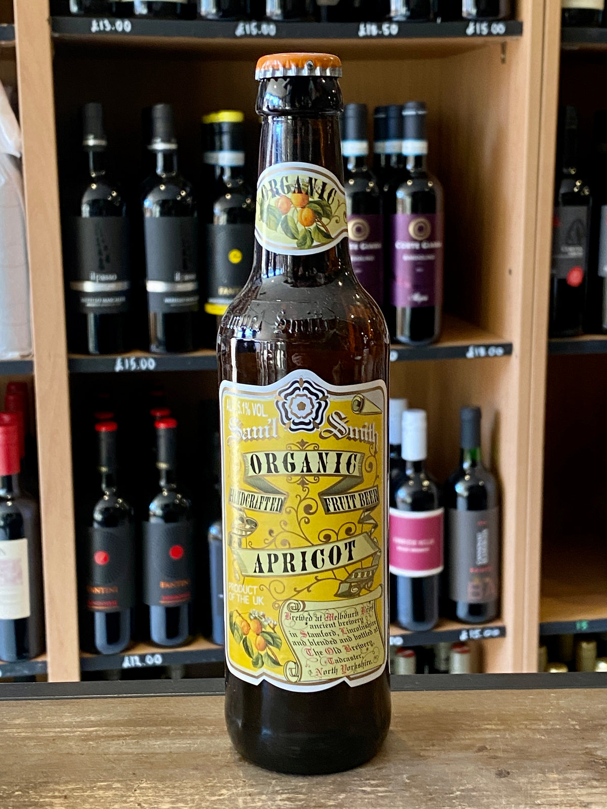 Sam Smiths Apricot Beer at The Beerhive, Edinburgh. Free UK shipping.