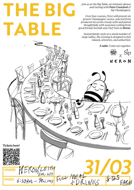 The Big Table | Champagne Tasting & Meal by The Beerhive x Heron x Sip Champagnes at The Beerhive, Edinburgh. Free UK shipping.