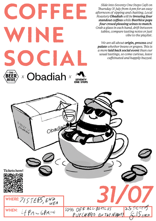 Coffee Wine Social BH & 71 Steps x Obadiah at The Beerhive, Edinburgh. Free UK shipping.