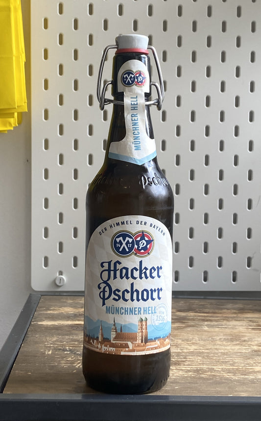 Hacker-Pschorr Munchener Hell at The Beerhive, Edinburgh. Free UK shipping.