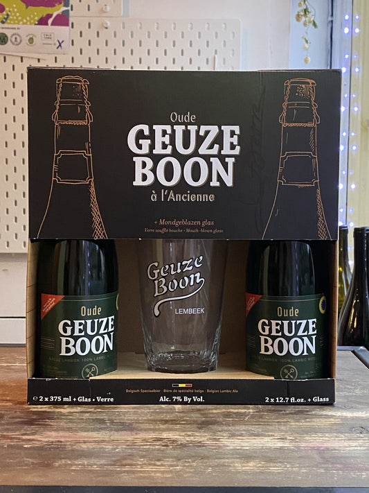 Boon Gueuze Gift Pack (2x37.5cl + Glass) at The Beerhive, Edinburgh. Free UK shipping.
