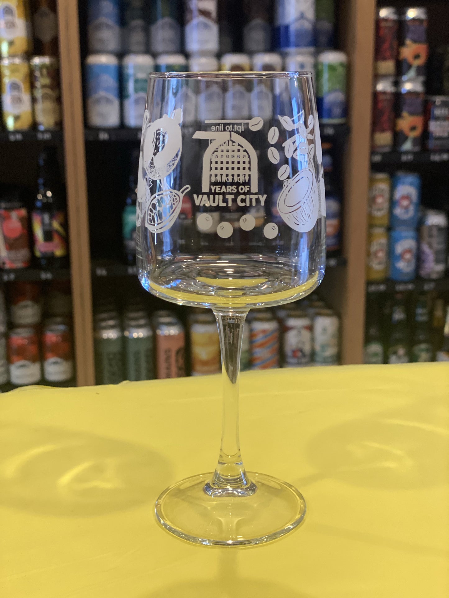 Vault City 7th Birthday Stemmed Glass at The Beerhive, Edinburgh. Free UK shipping.